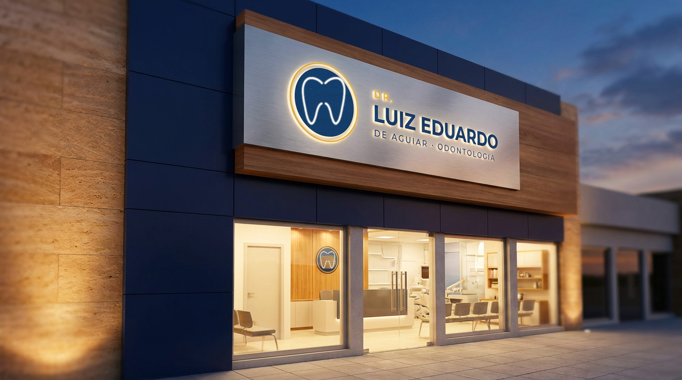 Fachada da clínica com letreiro