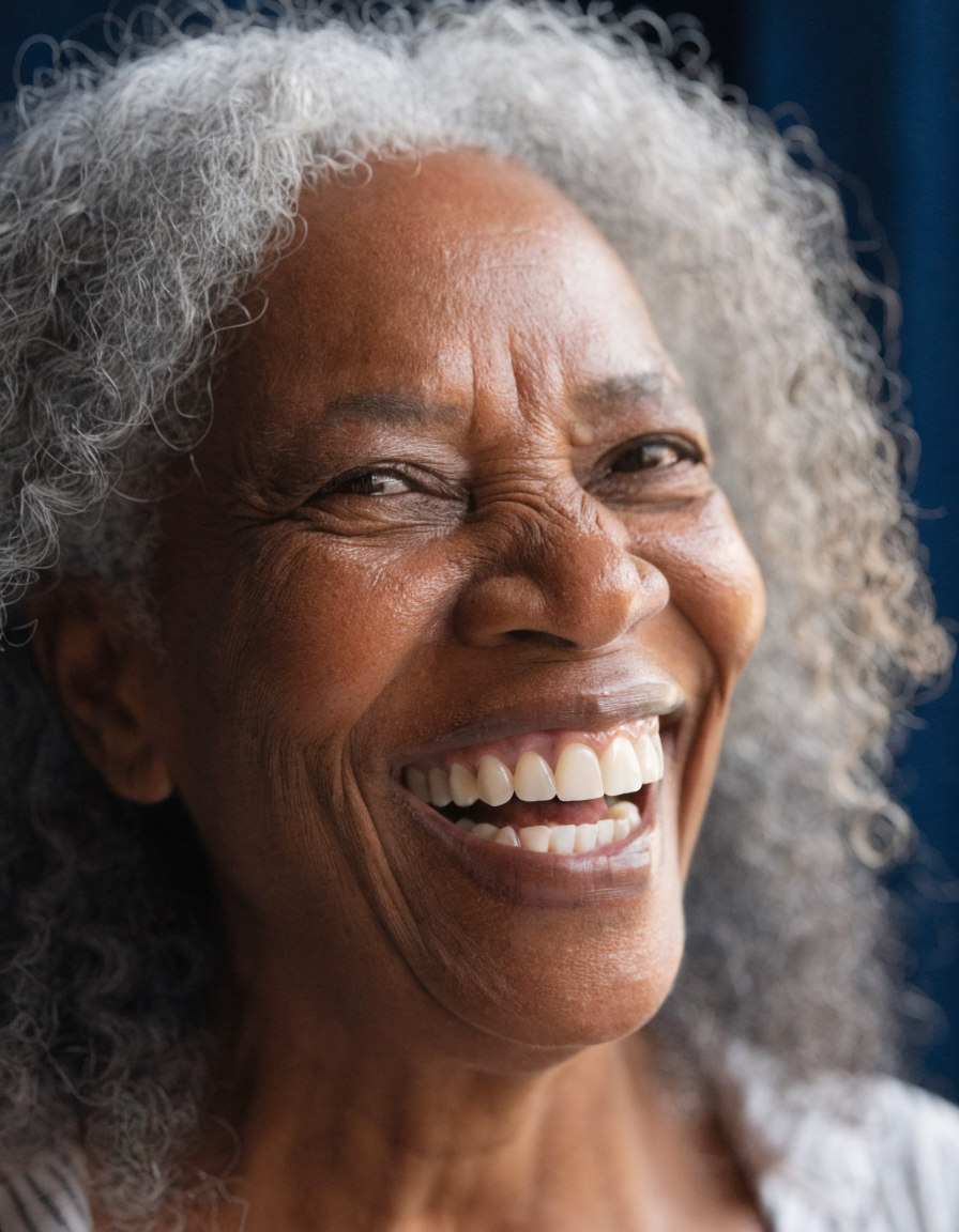 Paciente sorrindo com naturalidade